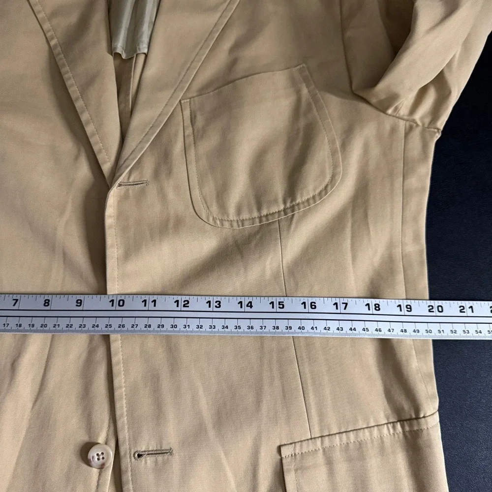 Polo Ralph Lauren‎ Made In Italy Tan Cotton Two Button Sport Coat Blazer 42R - Picture 9 of 10